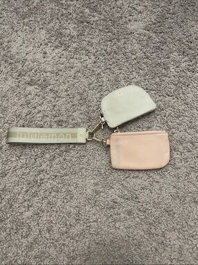 Lululemon Double Pouch Keychain Wristlet - Pale Pink & Light Gray